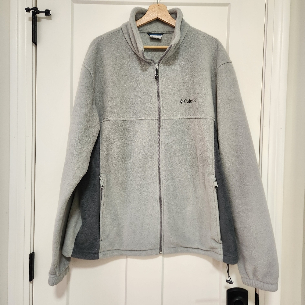 Columbia Fleece Jacket, Men's XL, Grey, Full Zip